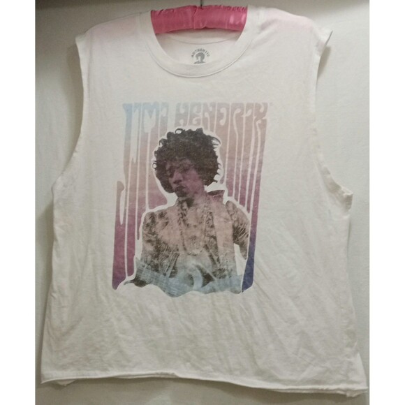 Authentic Hendrix, Jimi Hendrix White Tank Top Size XXL Unraveled Bottom Hem EUC - Picture 1 of 4